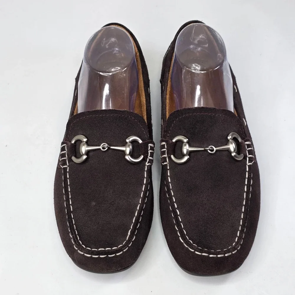 Nunn Bush Men's Loafers Size 8.5 M Dark Brown Suede Slip On Horsebit Dress Shoes